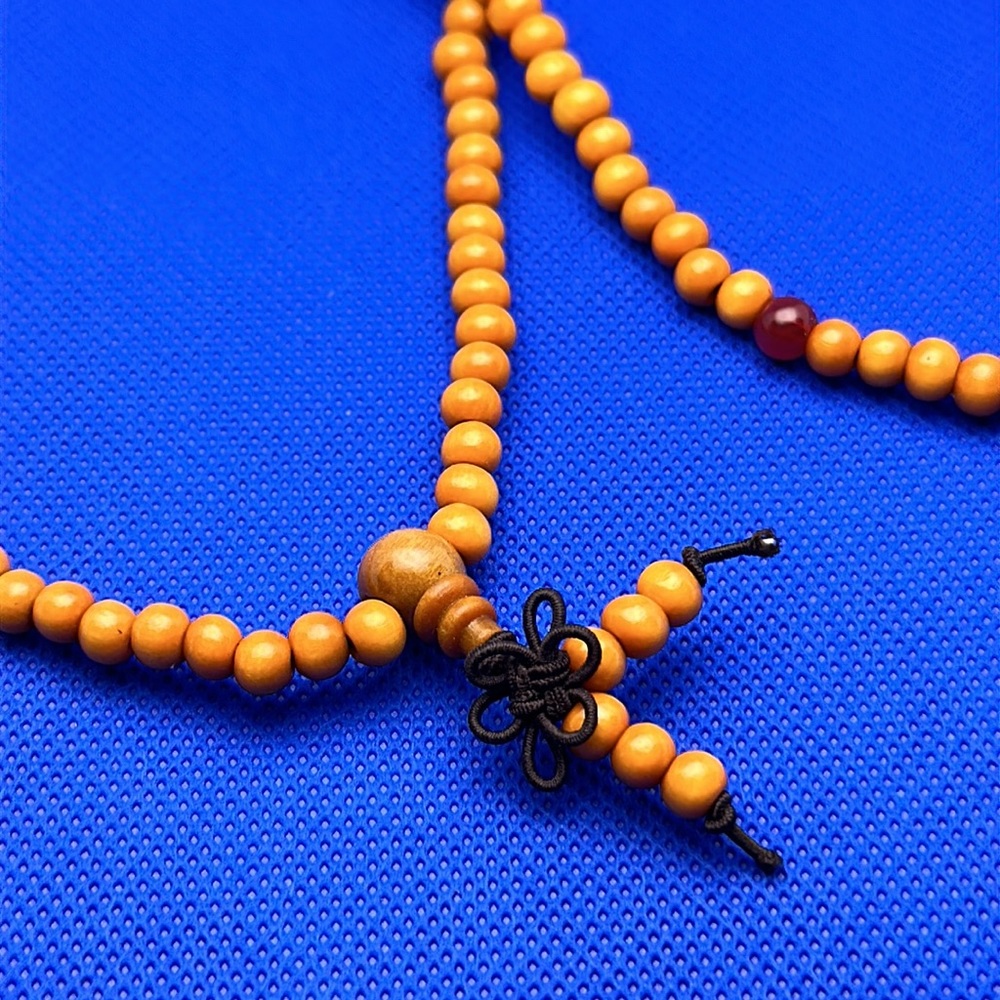 Yellow Wood Mala Meditation Necklace